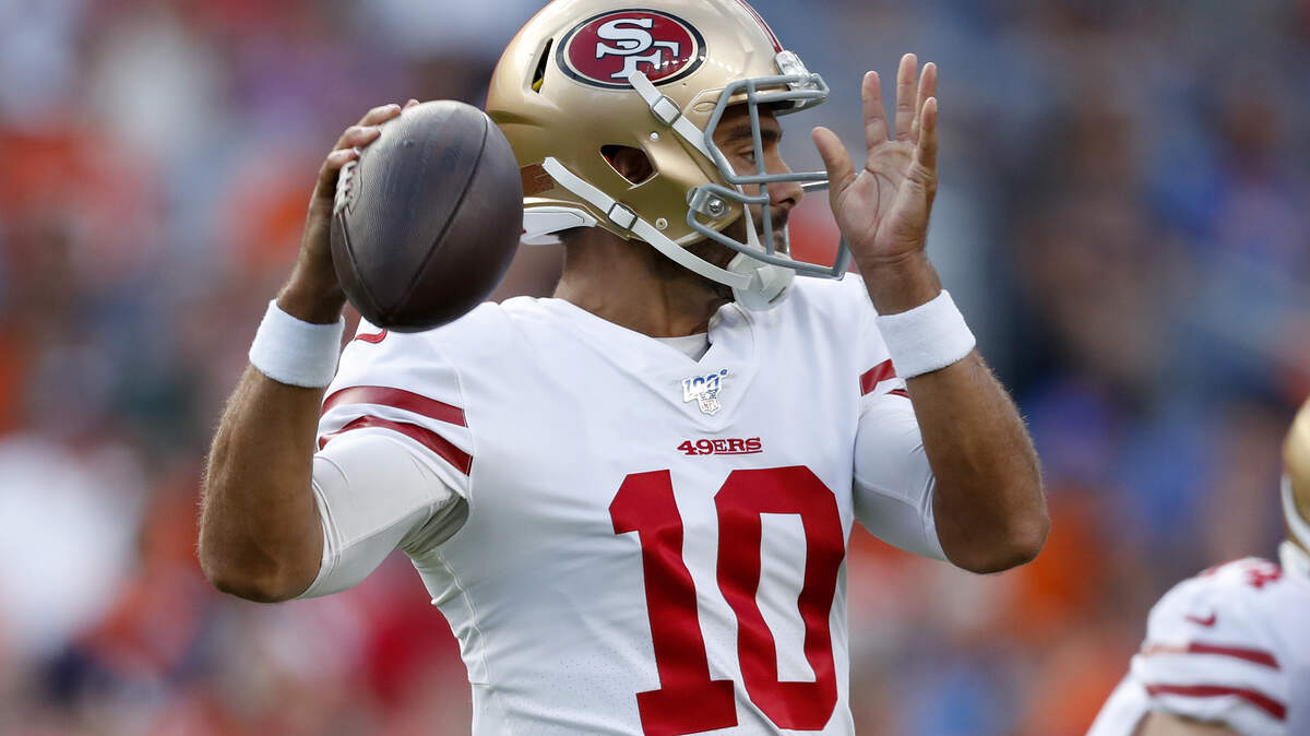 San Francisco 49ers quarterback Jimmy Garoppolo saw his first game action Monday since tearing his ACL Sept. 23 last year. He threw an interception on his first drive against the Denver Broncos. For news and analysis from Monday’s game, visit sacbee.com.