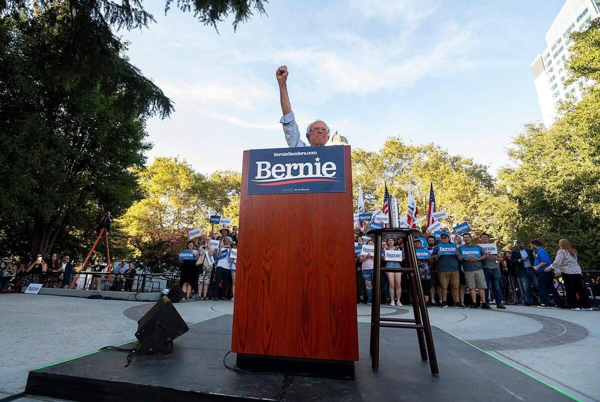 21. Democratic presidential hopeful Senator Bernie Sanders campaigns during a rally at Cesar Chavez Plaza on Thursday, Aug. 22, 2019 in Sacramento.