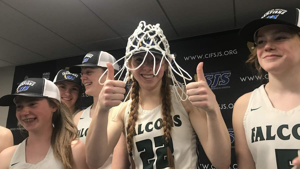 Grace Bliss scored 24 points and then added the championship net for the Colfax Falcons, who won their 11th Sac-Joaquin Section championship.