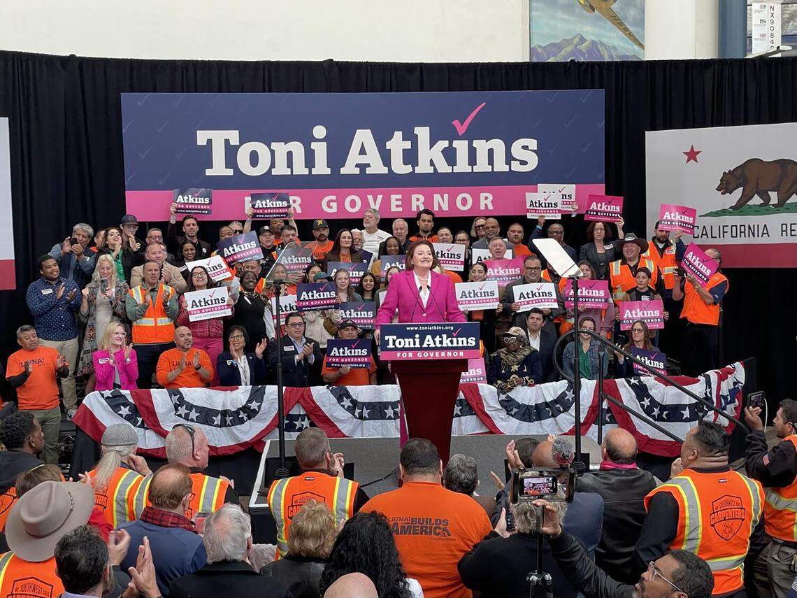 State Senate President Pro Tem Toni Atkins launches a run for governor with an event at the San Diego Air & Space Museum on Friday.