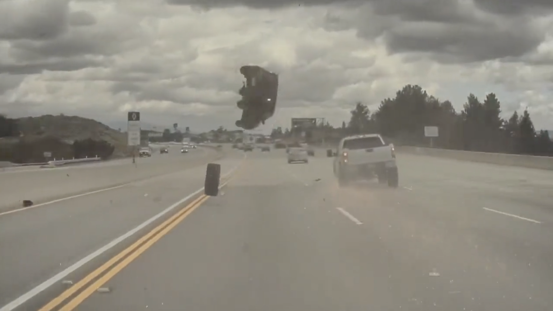 Car flies into air after hit by detached tire: CA officials | Kansas ...