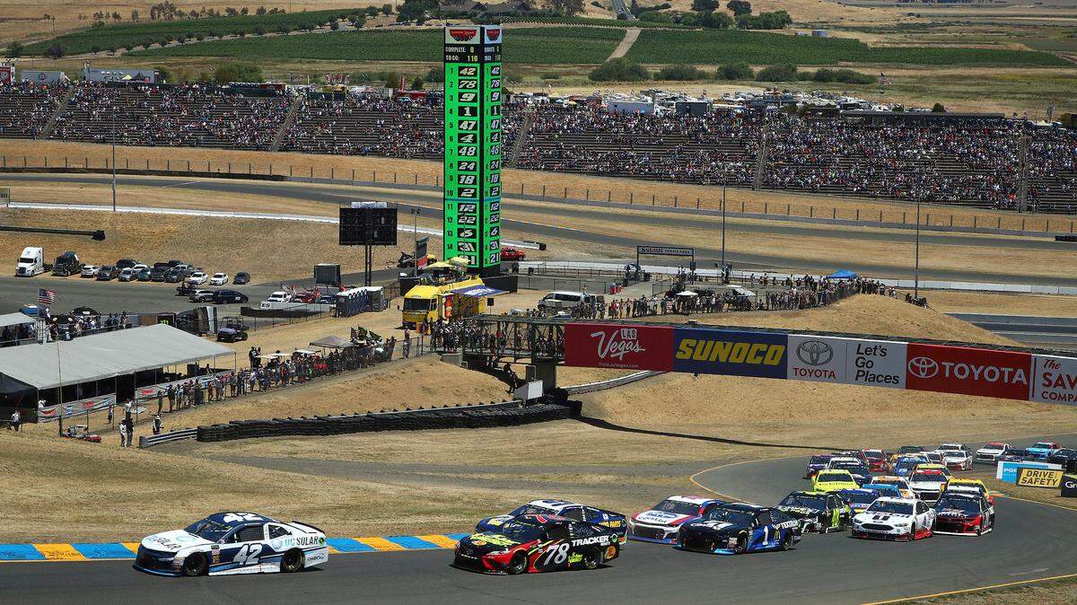 Elk Grove native Kyle Larson (42) leads Martin Truex Jr. (78) at the start of the Toyota/Save Mart 350 on June 24 in Sonoma. Truex went on to win. The 31st edition of the Monster Energy NASCAR Cup Series race will run June 23.