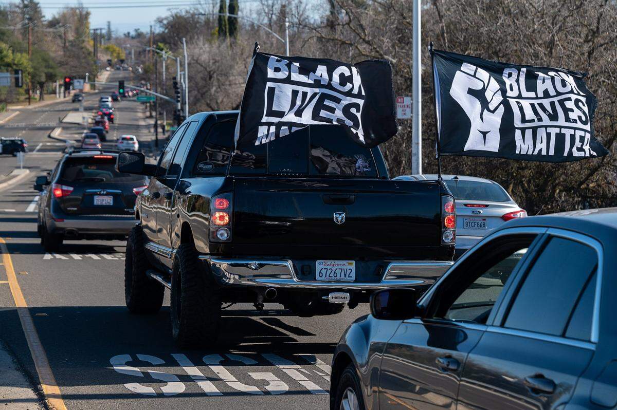 Hundreds of vehicles participated in the #ReclaimMLK Day car caravan in celebration of Martin Luther King Jr. Day on Monday.