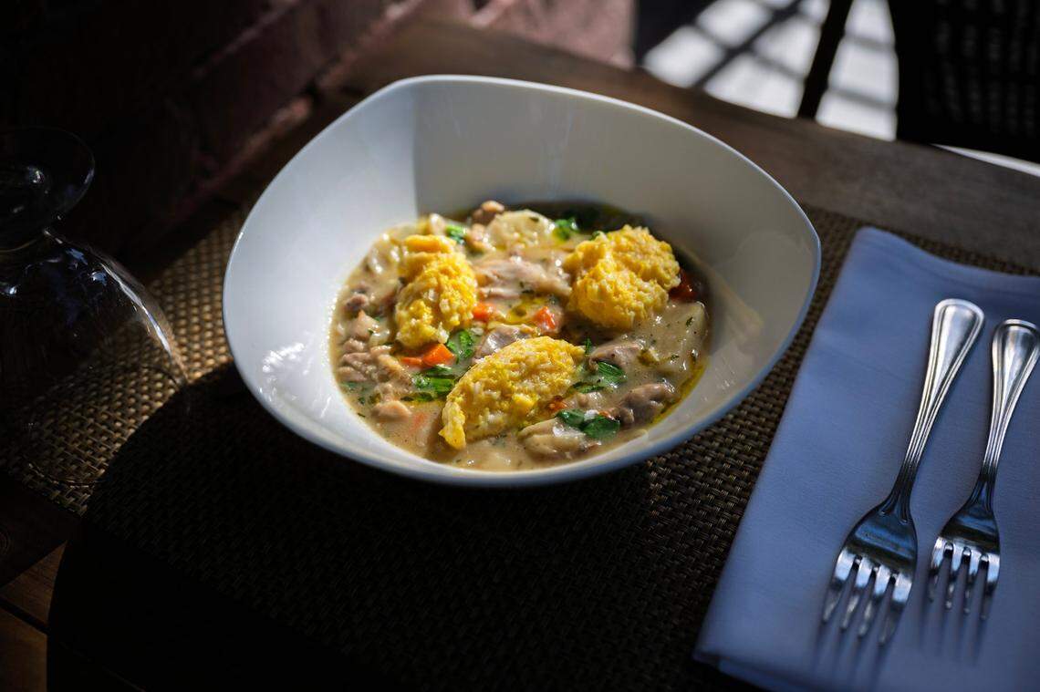 Fog Line Farms & Mustard Chicken and Dumplings is served at Mulvaney’s B&L on Thursday, Oct. 24, 2024, in Sacramento.