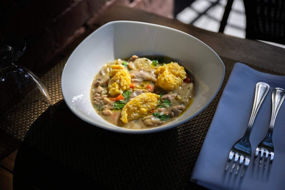 Fog Line Farms & Mustard Chicken and Dumplings is served at Mulvaney’s B&L on Thursday, Oct. 24, 2024, in Sacramento.