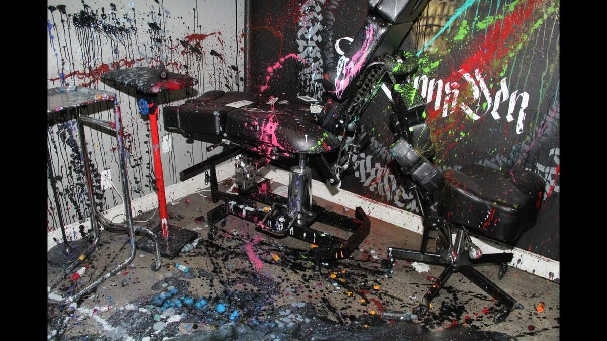 A man is accused of ransacking an Arizona tattoo shop and spraying its interior with ink to show off his “artistic abilities,” authorities said.
