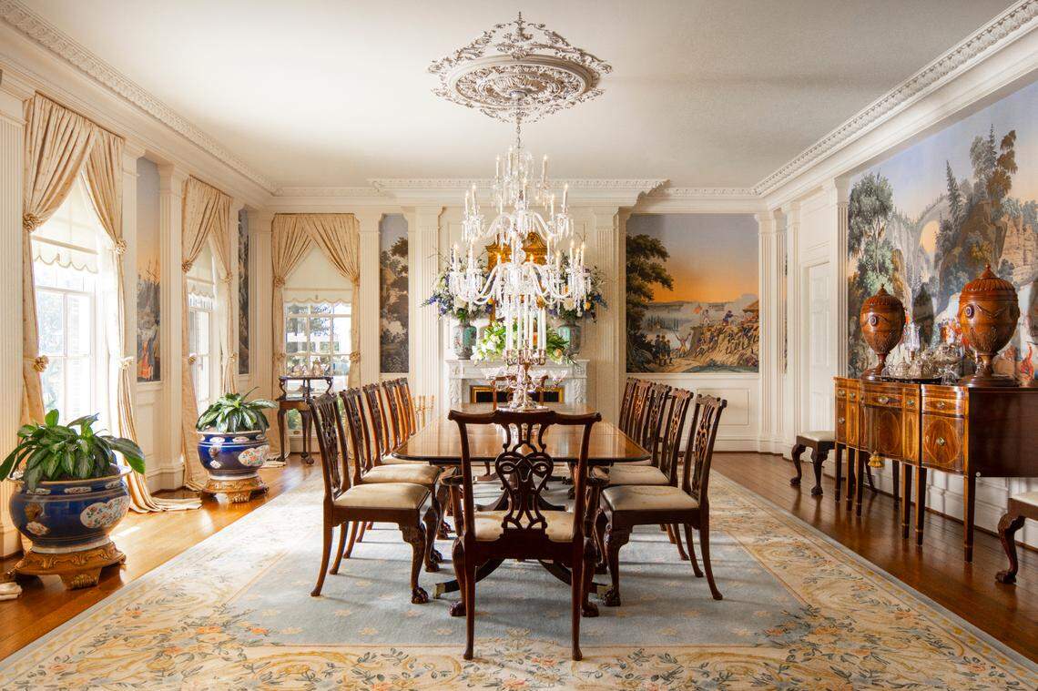The stately Georgian-style home has 21,000 square feet of living space.