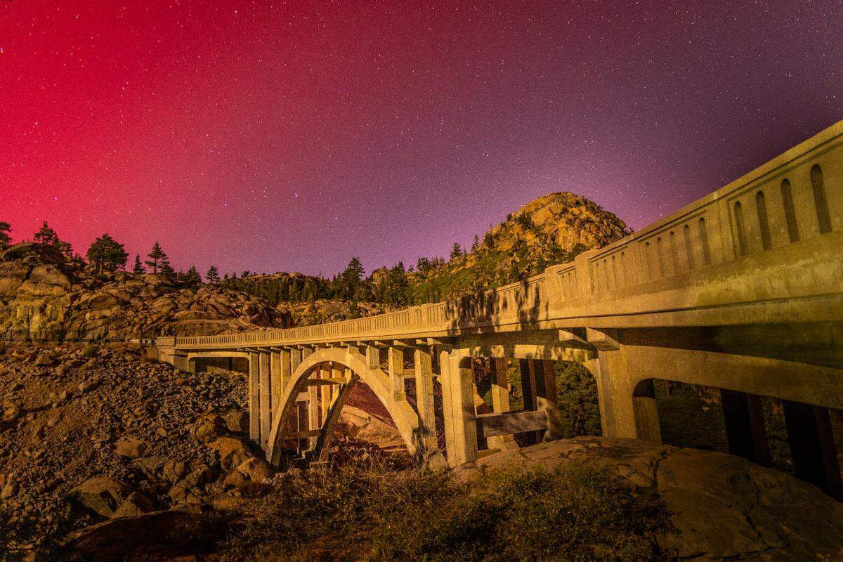The northern lights are seen on Oct. 10, 2024 in Truckee, California.