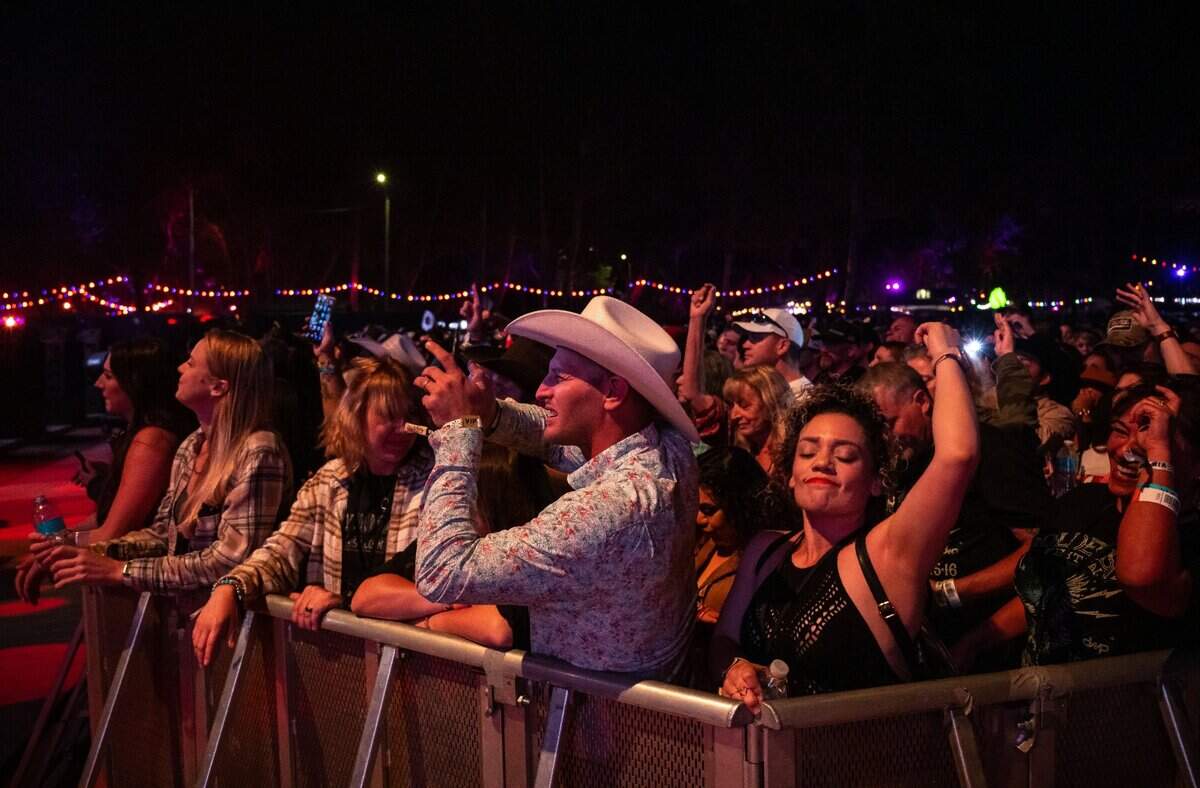 Fans take in the Brothers Osborne performance on the Visit Sacramento Stage during Sacramento’s first-ever GoldenSky country music festival Saturday, Oct. 15, 2022, at Discovery Park. The two-day event featured headliners Tim McGraw and Sam Hunt, as well as Midland, Carly Pearce and more.
