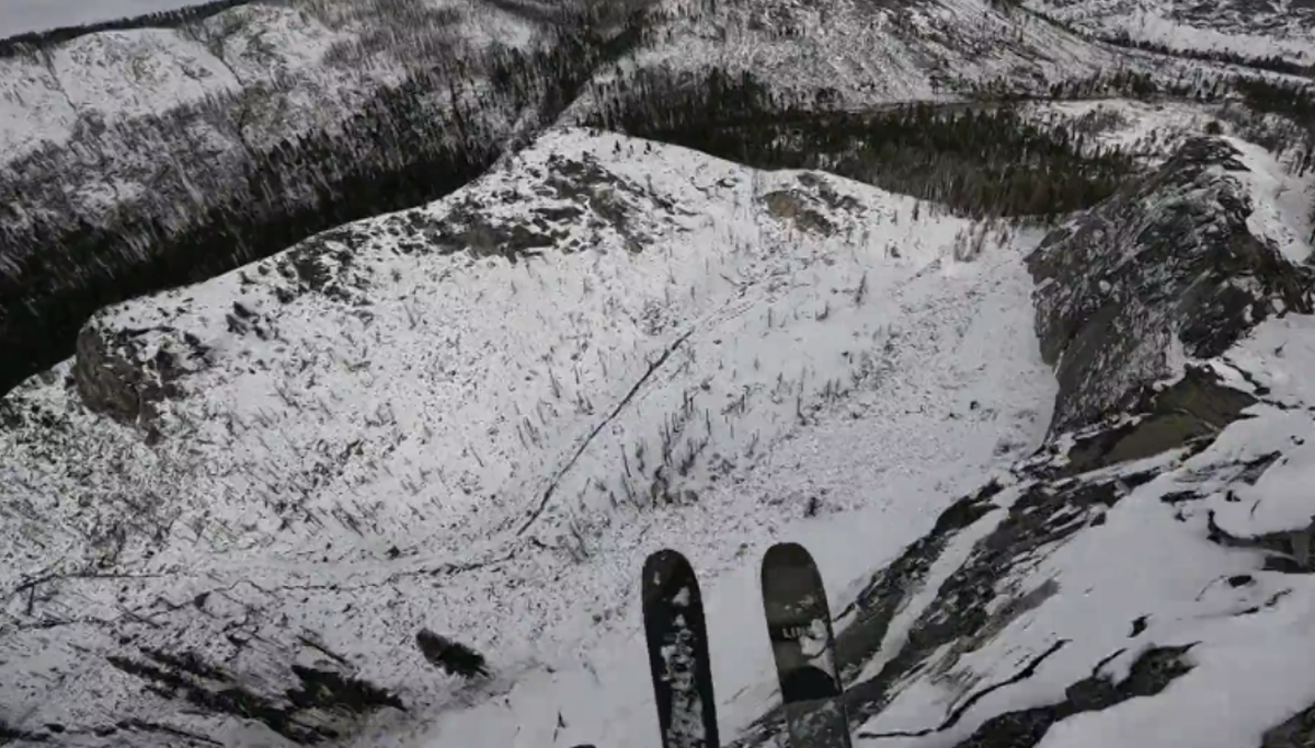 Kasey English skis off Lover’s Leap on Dec. 29, 2026.