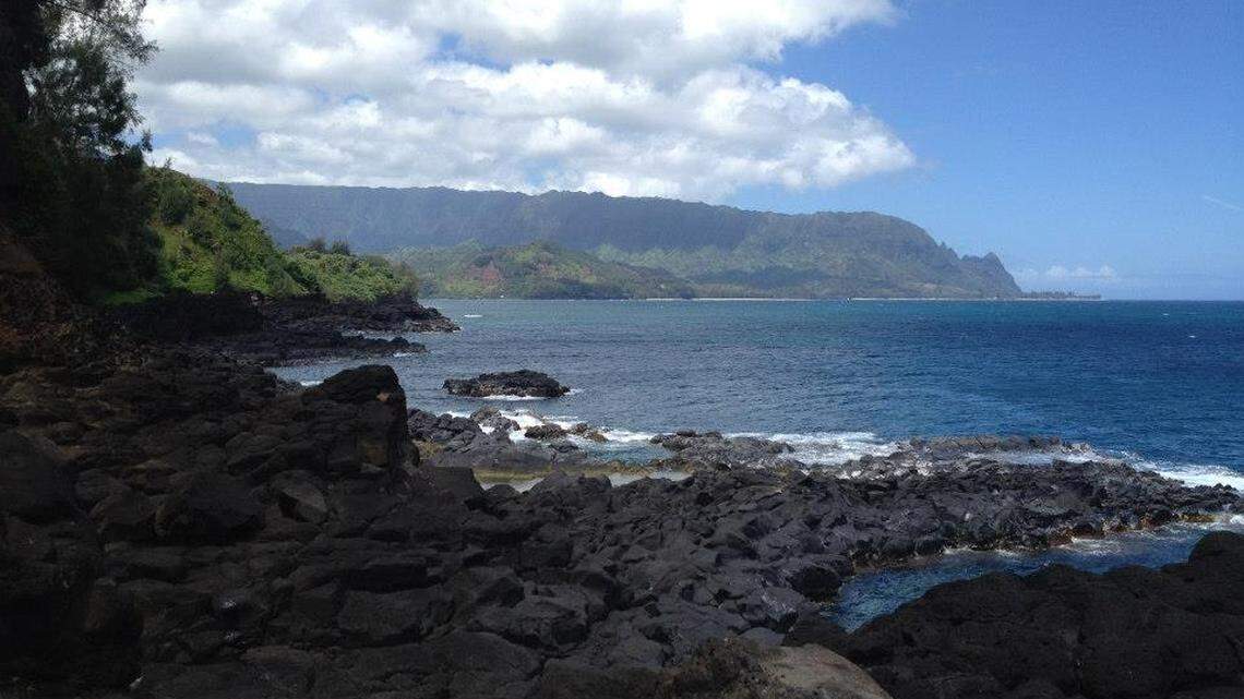 Queen’s Bath on the island of Kaua’i in Princeville, Hawaii, in 2012. A woman was swept out to sea at the beach Wednesday, fire officials say.