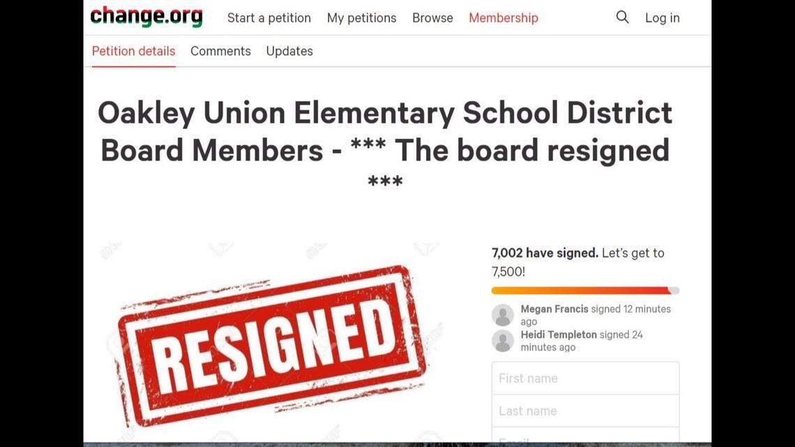 The Oakley Union Elementary School District board in California resigned after comments bashing parents aired before a remote school board meeting.