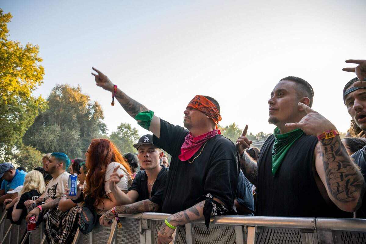 Attendees cheer as The Cult performs on the first day of Aftershock music festival in 2023. 