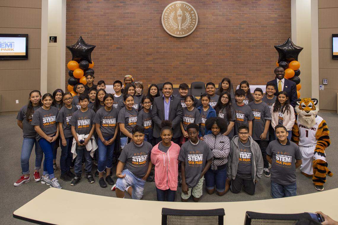 Former astronaut and American engineer José Hernández taking a picture with Reach for the Stars STEM Academy’s class of 2019 at its inaugural ceremony on Monday, June 24. The academy was founded in partnership with the Sacramento City Unified School District and the Sacramento Municipality Utility District.