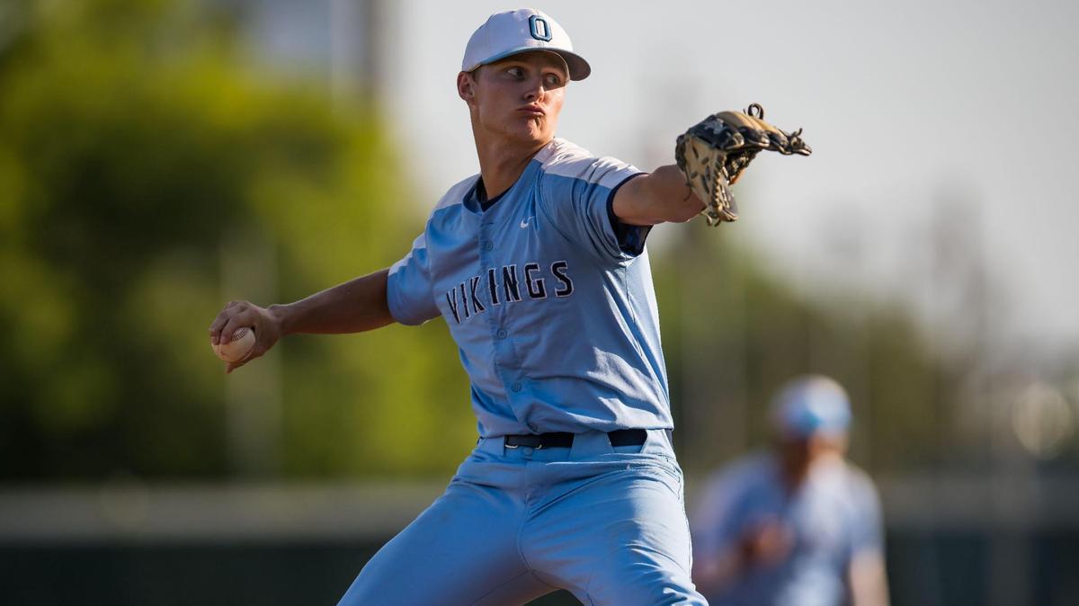 Kurt Marton, seen here in the Sac-Joaquin Section Division IV high school baseball championship game, struck out 10 to lead Oakmont over top-seeded Carmel 6-1 in a CIF Northern California Division III regional semifinal.