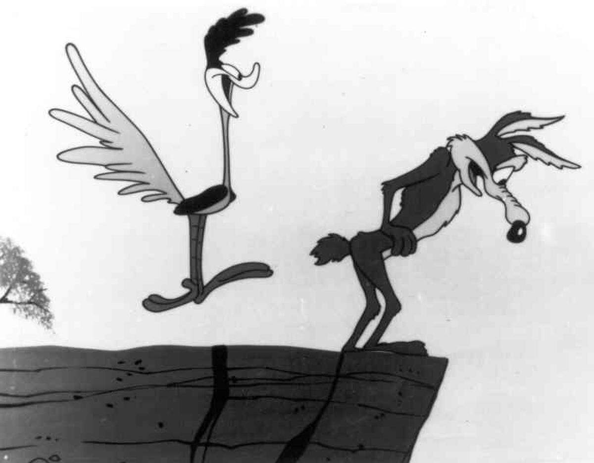 So far there’s no warning of being startled by a wacky cartoon bird. This image is from one of the classic Warner Bros. cartoons featuring Wile E. Coyote and his nemesis the Road Runner.