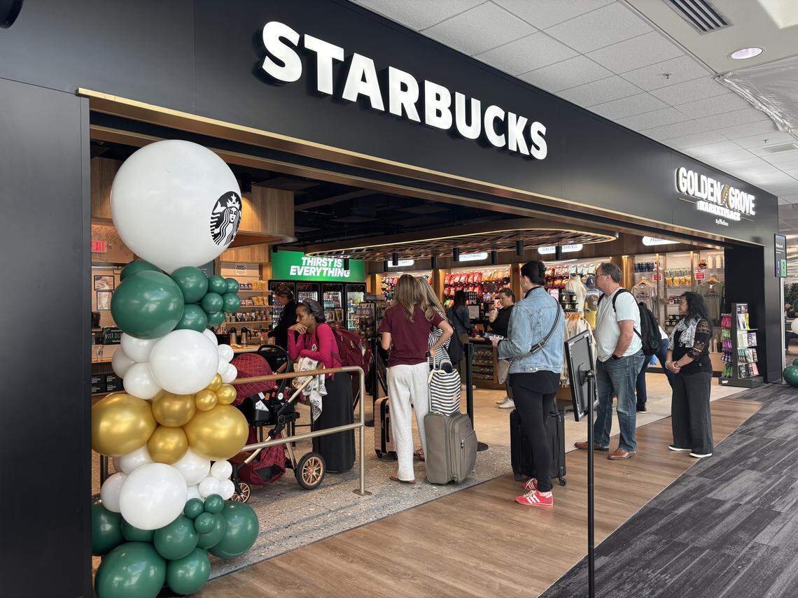 A new Starbucks location at Sacramento International Airport’s Terminal A includes an attached market, selling classic airport provisions and products from Sacramento-based small businesses.