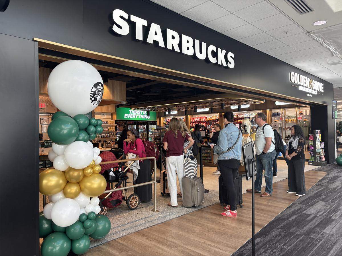 A brand-new Starbucks location at Sacramento International Airport’s Terminal A includes an attached market, selling classic airport provisions and products from Sacramento-based small businesses.