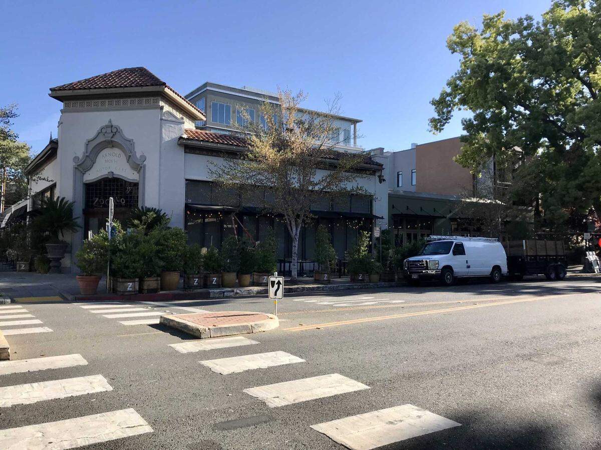 The intersection of 18th Street and Capitol Avenue is seen Friday, March 25, 2022, shows the area where parklets were stationed in front of Zocalo and Fieldwork Brewing Co. The outdoor on-street seating, which had been in place since the start of the COVID-19 pandemic, were removed Thursday.
