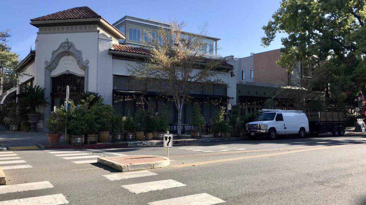 The intersection of 18th Street and Capitol Avenue is seen Friday, March 25, 2022, shows the area where parklets were stationed in front of Zocalo and Fieldwork Brewing Co. The outdoor on-street seating, which had been in place since the start of the COVID-19 pandemic, were removed Thursday.
