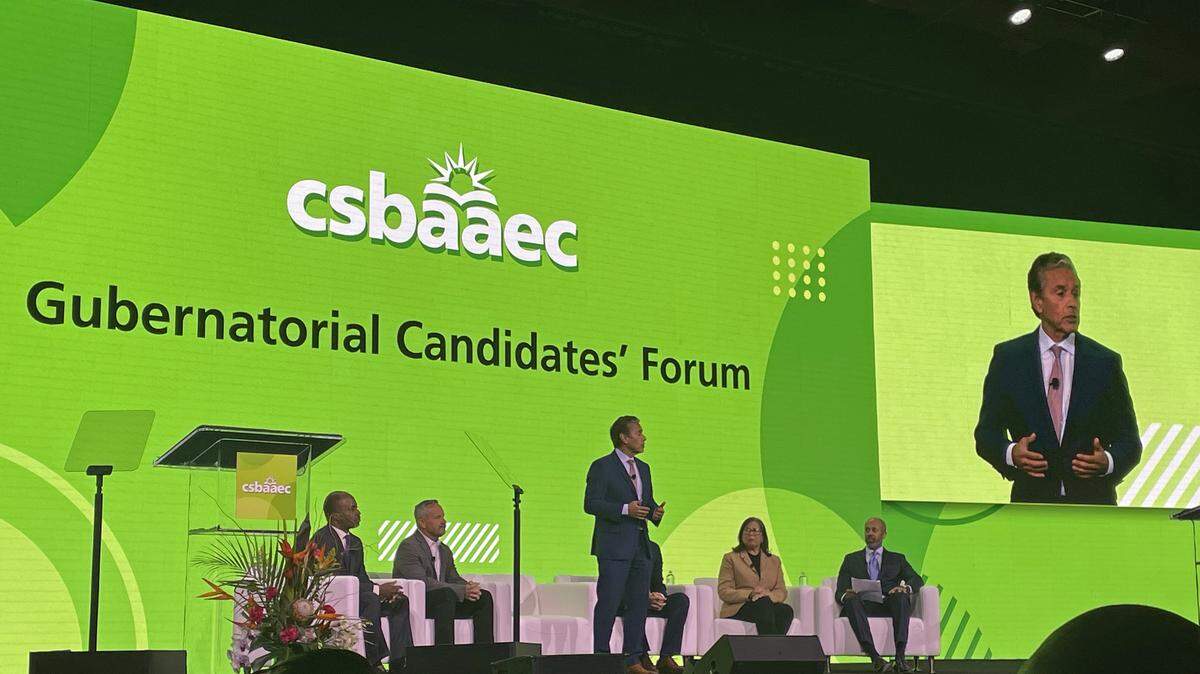 Former Assemblymember Antonio Villaraigosa speaks at a gubernatorial candidate forum hosted by the California School Boards Association on Dec. 3, 2025 at the SAFE Credit Union Convention Center in Sacramento. Candidates Tony Thurmond, Chad Bianco, Ian Calderone and Betty Yee also participated.