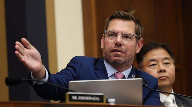 U.S. Rep. Eric Swalwell (D-CA) speaks during a House Judiciary Committee hearing with Federal Bureau of Investigation Director Kash Patel in the Rayburn House Office Building on September 17, 2025 in Washington, DC.