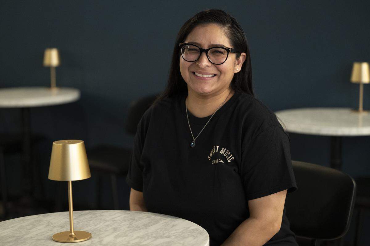 Evelyn Guizar, owner of Sweet Music Studio Cafe, poses for a portrait at the Citrus Heights coffee shop on Wednesday, Jan. 21, 2026.