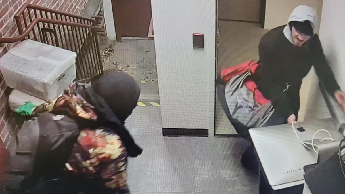 Security camera footage showed burglars stealing equipment from The Sacramento Bee offices on Alhambra Boulevard.