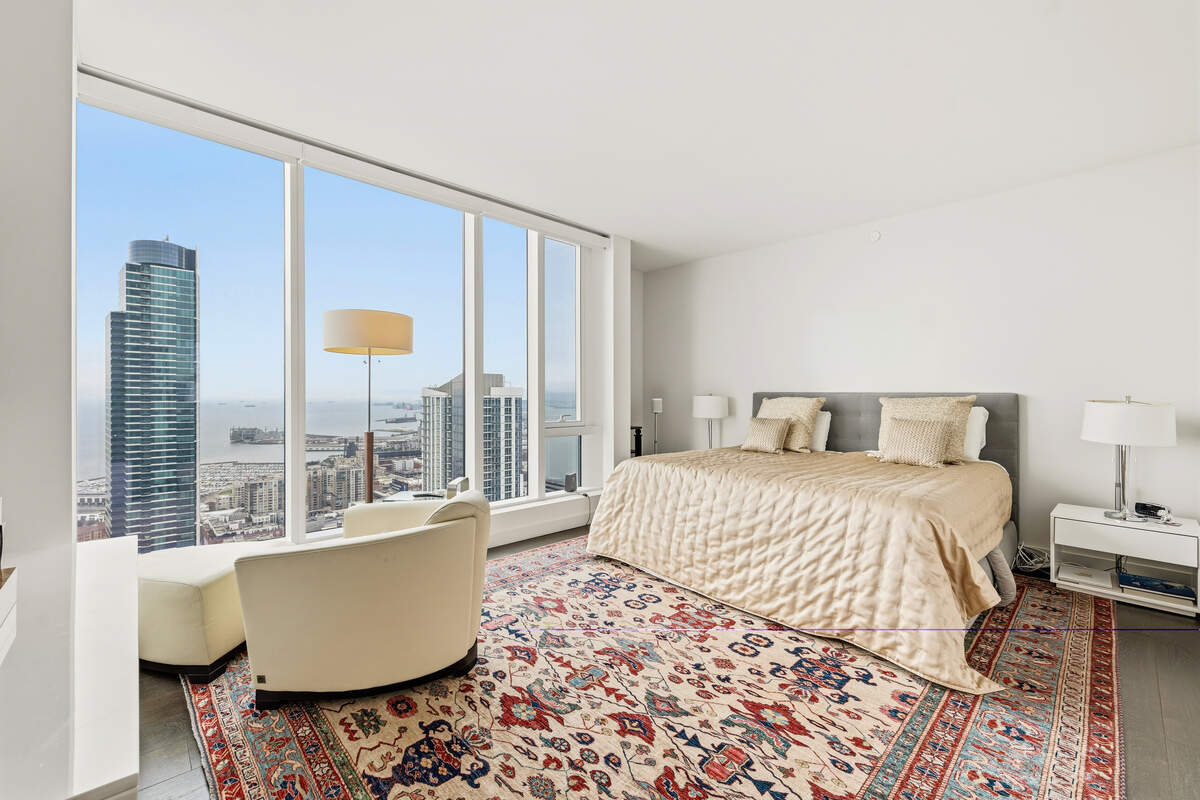 The primary suite features a walk-in and linear closet, linent closets and spa-inspired bathroom with double vanity.