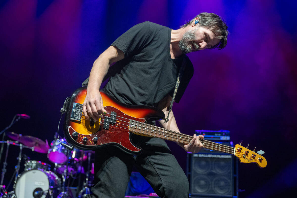 Bassist Keanu Reeves performs with Dogstar on Saturday, Sept. 14, 2024, at the Hard Rock Live Sacramento near Wheatland.