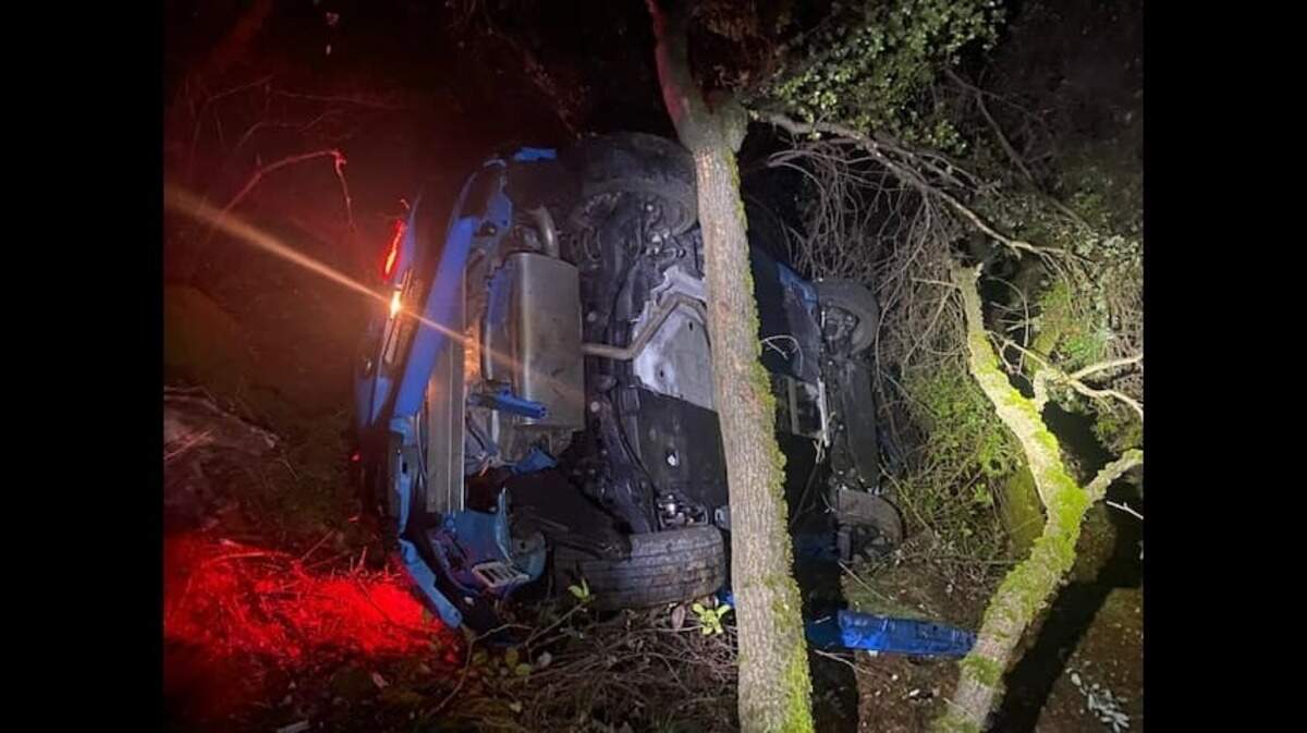 A driver, suspected to be under the influence of alcohol, crashed down a 300-foot embankment in Auburn’s Rivergrade area late Tuesday, December 7, 2021, suffering minor injuries.
