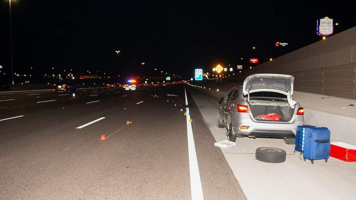 A man was struck by a car on May 27, 2022, on Interstate 10 in Phoenix when he was changing his tire, police said. He was seriously injured.
