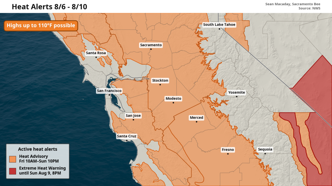 Hottest temps of summer? Weekend heat advisory issued for Sacramento, Central Valley