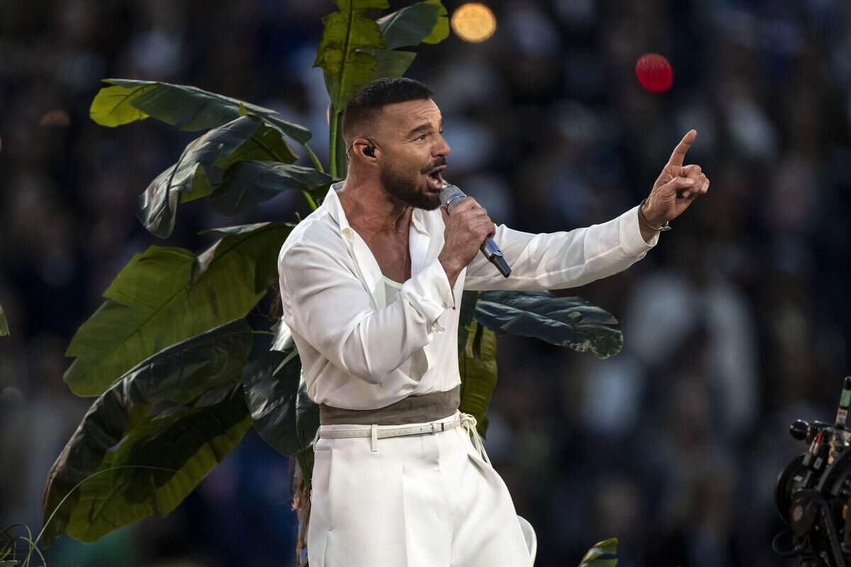 Singer Ricky Martin performs during the Super Bowl LX at Levi's Stadium on Sunday, Feb. 8, 2026. Martin began his career as part of the Puerto Rican boy band Menudo in the 1980s.