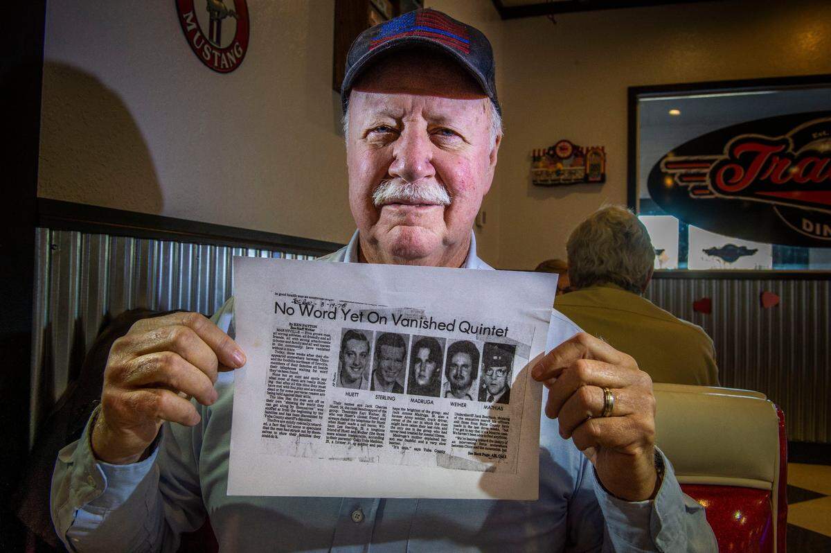 Jack Beecham, former Yuba County Sheriff on Jan. 24, 2019 holds a clip of the Missing Five a group of men who went missing after attending a Chico basketball game on Feb. 24, 1978. Four bodies where found but one man Gary Dale Mathias has never been found. Beecham was an Undersheriff at the time the men went missing and investigated the disappearance.