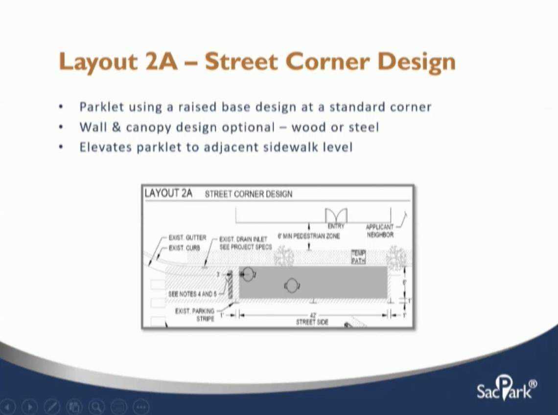 A street corner design that focuses on traffic and pedestrian safety.