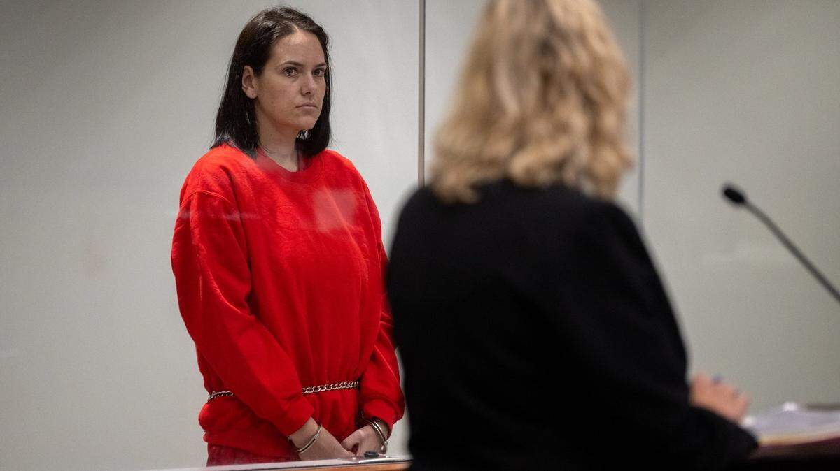 Samantha Maria Scott is arraigned at the Placer Superior Court in Roseville on Monday on charges of murder and attempted murder in the case of the fatal shooting of Robert Gary Spohr and the attempted homicide of his wife, Wendy Wood, at their Lake Tahoe home. Former Major League Baseball player Daniel Serafini, the couple’s son-in-law, was charged in the case last week.