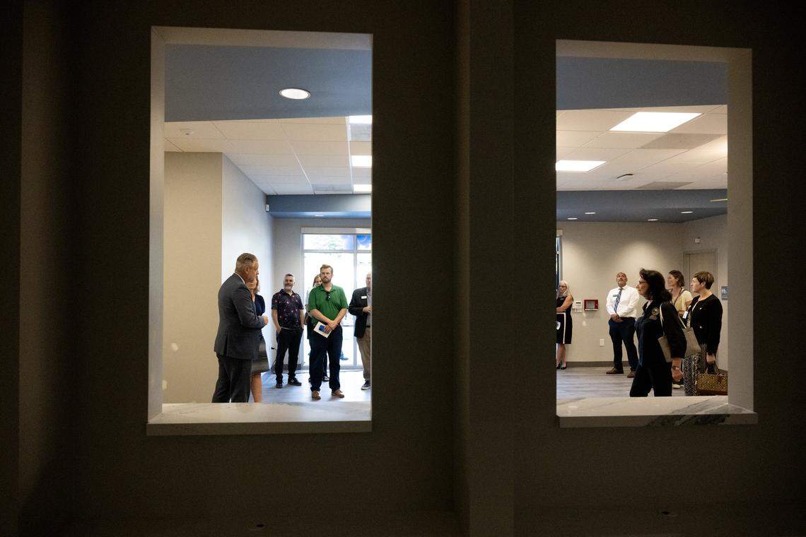 WellSpace Health CEO Jonathan Porteus, joined by medical staff, shows off new primary care facilities to Roseville and Placer County officials after a ribbon-cutting ceremony for the new outpatient clinic on Wednesday in Roseville. The Sacramento-based network of health centers expects the facility to see 39,000 patients each year.