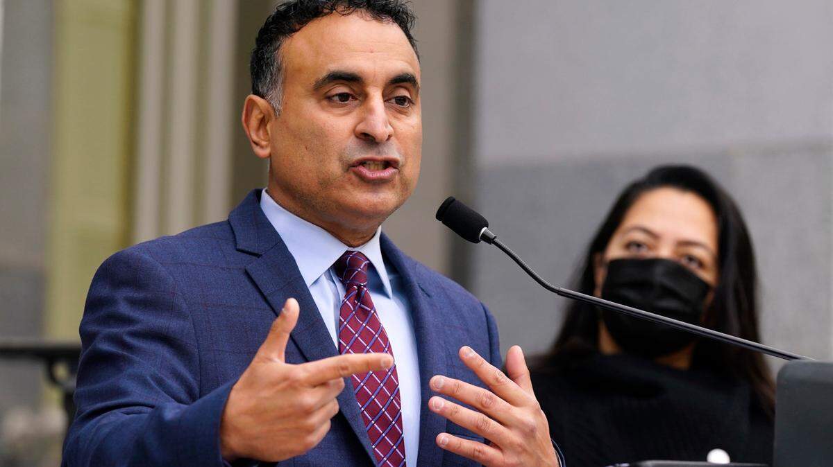 Assemblyman Ash Kalra, D-San Jose, discusses his bill that would pay for the universal health care bill, during a news conference Thursday at the Capitol. Kalra’s universal health care bill stalled last year, in part because there was no plan to pay for it. On Thursday, Kalra unveiled a second bill that would raise taxes on some business and individuals to pay for it.