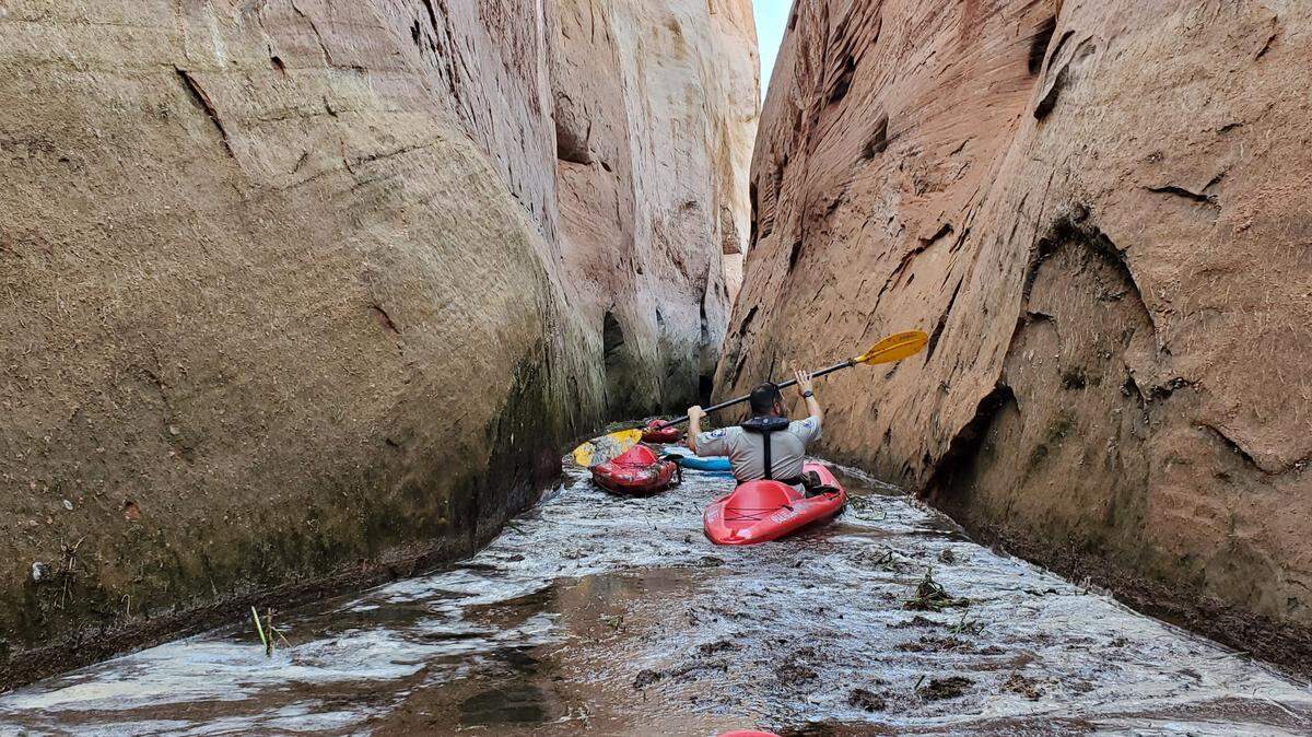 A 43-year-old Kentucky woman died in a flash flood at the canyon on July 31. Search and rescuers had to “swim through heavy canyon debris” to recover the body.