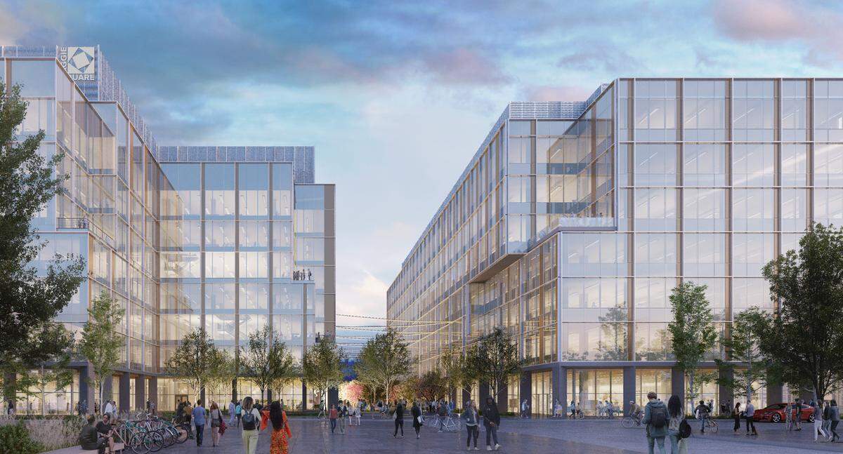 A rendering shows the planned Aggie Square project on the UC Davis Medical Center campus in Sacramento.