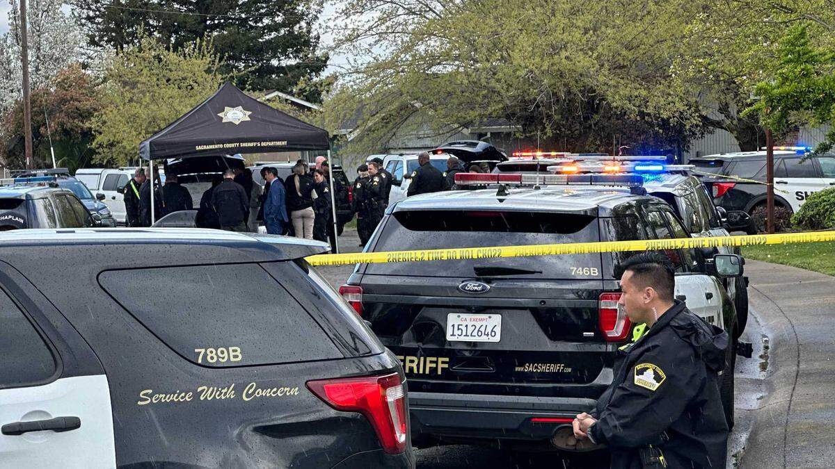 Deputies and investigators work at the scene of an officer-involved shooting on Saturday, March 23, 2024, in Rio Linda. A 36-year-old man with a knife was shot and killed by deputies during a mental health crisis call.