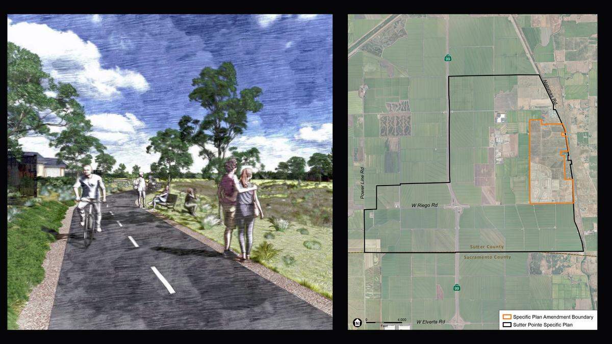 Materials for Sutter Pointe show artist renderings and maps that detail a proposed development that could become a new Sutter County city abutting Sacramento County.