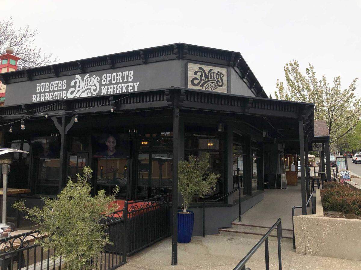 J. Wild’s Burgers & BBQ, shown here on April 6, 2023, occupies what was once the original Chicago Fire. Now, the barbecue establishment is owned by Sammy and James Youmans, the daughter and son-in-law of Eric Schnetz, the founder of Chicago Fire and former owner of J. Wild’s until the week of March 27, 2023.