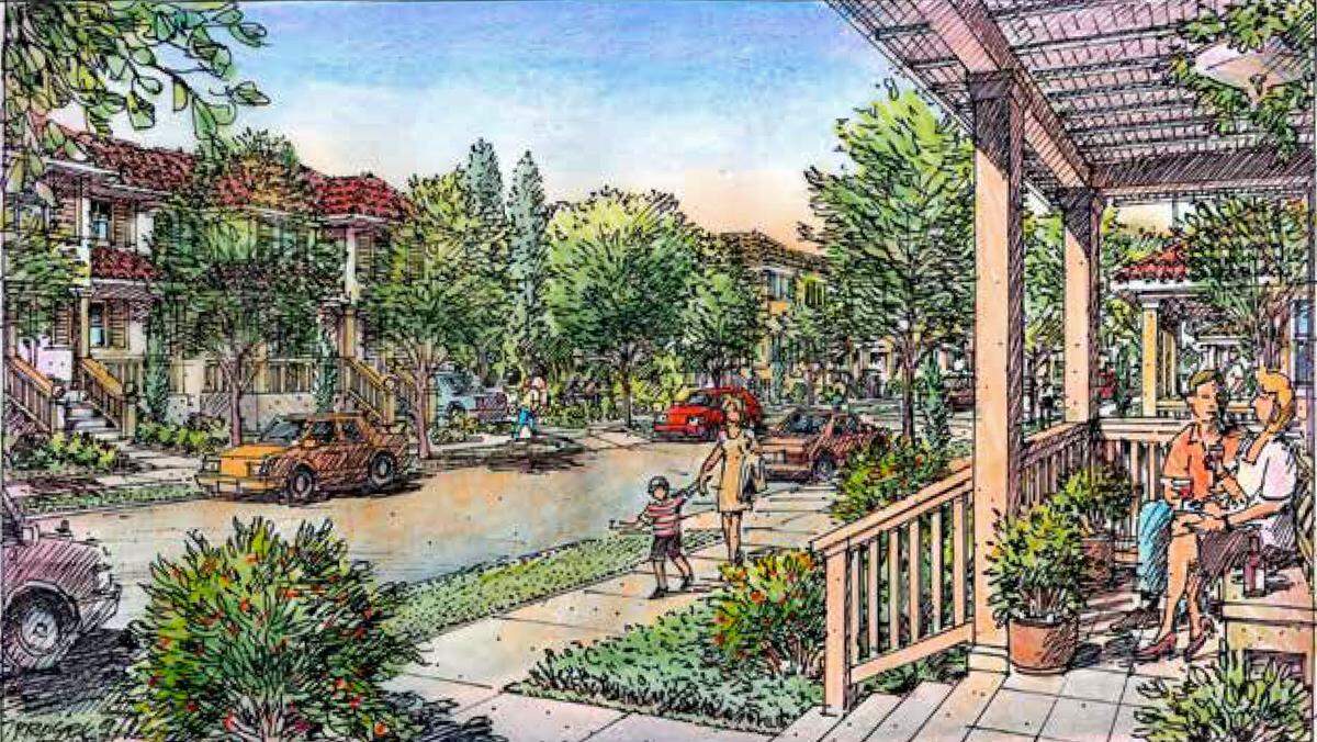 Artist renderings for Sutter Pointe, a proposed development in Sutter County, imagine what a new city might look like.