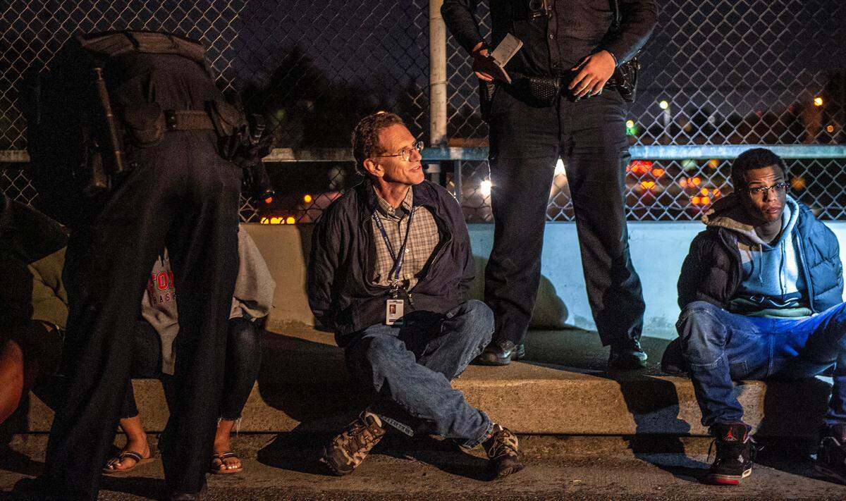 Sacramento Bee reporter Dale Kasler is detained by Sacramento police during a protest of the DA’s decision in the Stephon Clark case in East Sacramento on Monday, March 4, 2019.