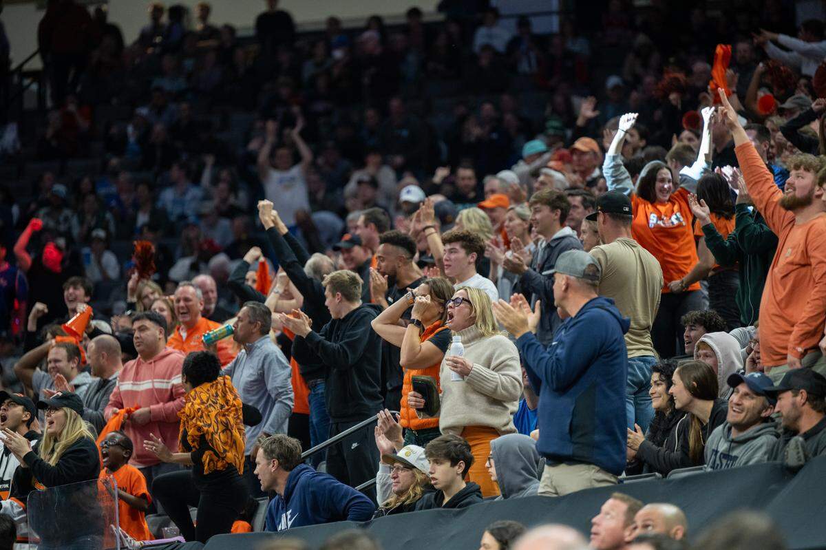 Princeton Tigers fans cheers for their team during a game in the NCAA Tournament at Golden 1 Center in Sacramento on Thursday.