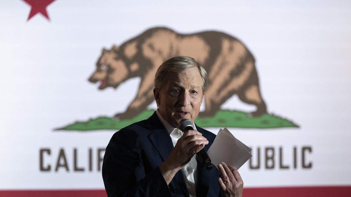 Democratic governor candidate Tom Steyer, a billionaire and entrepreneur, speaks during a campaign stop in Sacramento on Thursday, March 5, 2026.