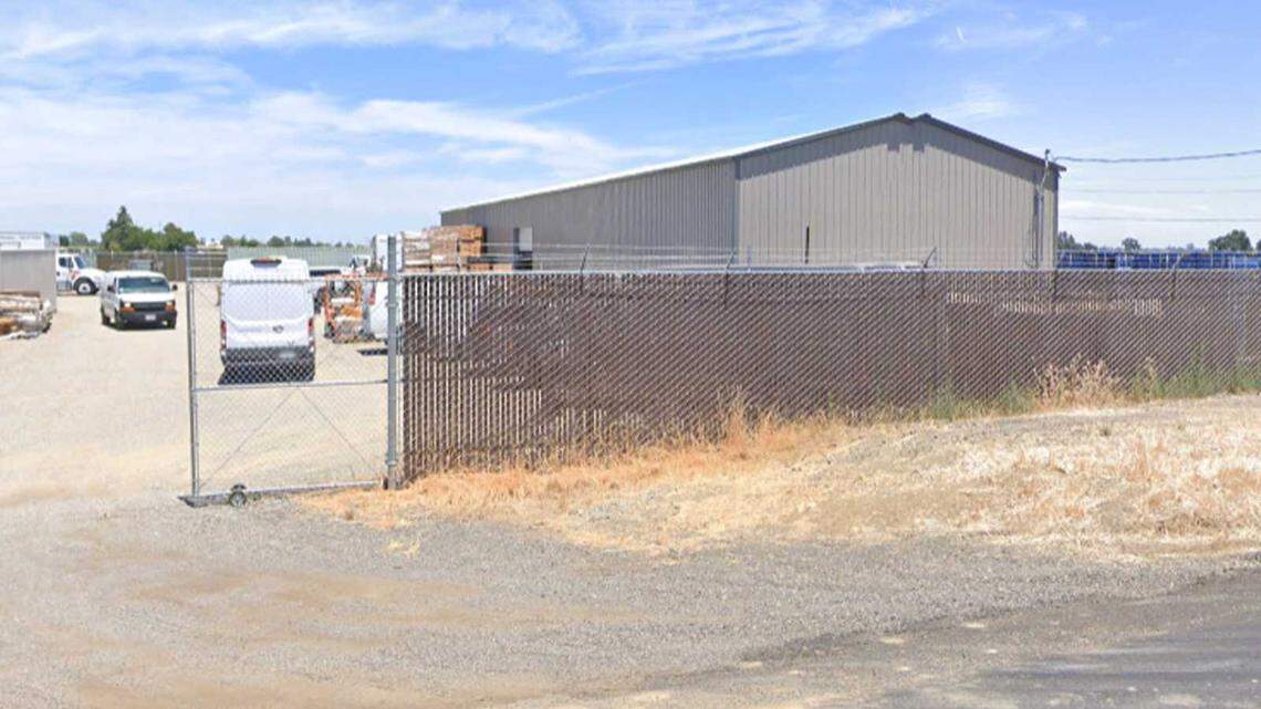 A warehouse approved for agricultural storage is seen on County Roads 23 and 86A in Esparto, Calif., in a Google Street View image taken in June 2023. The building was destroyed in the July 1, 2025, explosion that killed seven people.