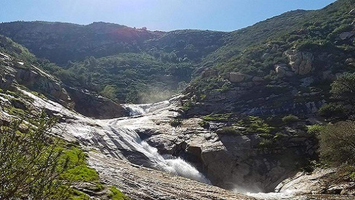 A woman died after trying to stop a teen from falling off a ledge on a California hiking trail, a sheriff’s department said.